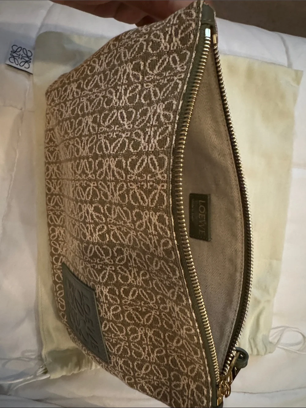 Loewe Beige & Olive Monogram Messenger Bag